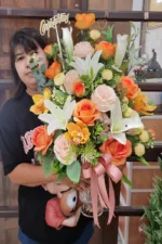 แจกันดอกไม้ประดิษฐ์สีส้ม-AL1008 - Image 2