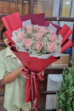 ช่อแบงค์ร้อยพับดอกกุหลาบ10ดอก