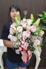 แจกันดอกไม้สดทรงกลม