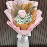 ช่อดอกกุหลาบสีชมพู1ดอก