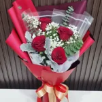 ช่อดอกกุหลาบแดง4ดอก
