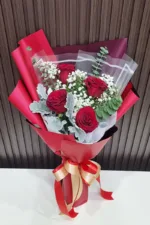 ช่อดอกกุหลาบแดง4ดอก