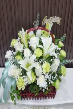 กระเช้าดอกไม้สีขาว-WB1004 - Image 3