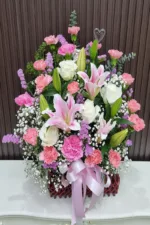 กระเช้าดอกไม้สดสีชมพู-PB1012 - Image 3