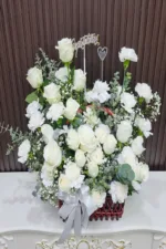 กระเช้าดอกไม้สดสีขาว-WB1003 - Image 2