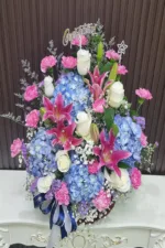 กระเช้าดอกไม้สีฟ้าชมพู-BB1010 - Image 3