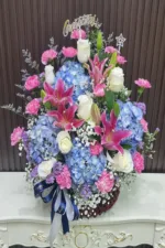 กระเช้าดอกไม้สีฟ้าชมพู-BB1010 - Image 2