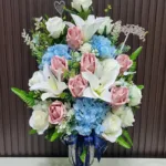 แจกันดอกไม้แบงค์พับดอกกุหลาบ