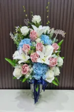 แจกันดอกไม้แบงค์พับดอกกุหลาบ