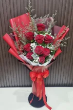 ช่อดอกกุหลาบสีแดง9ดอก