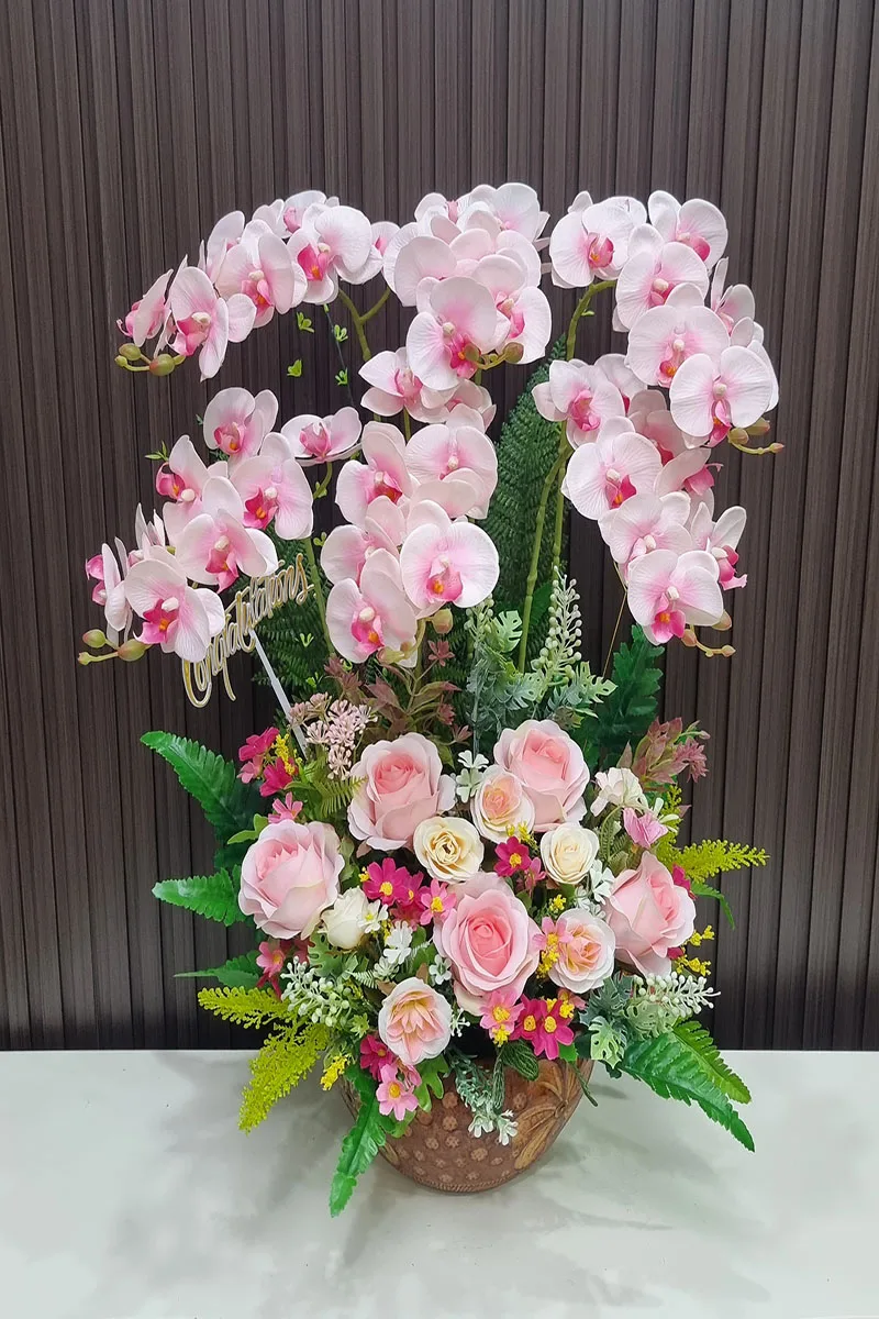 แจกันดอกกล้วยไม้ประดิษฐ์ แจกันดอกกล้วยไม้ปลอม