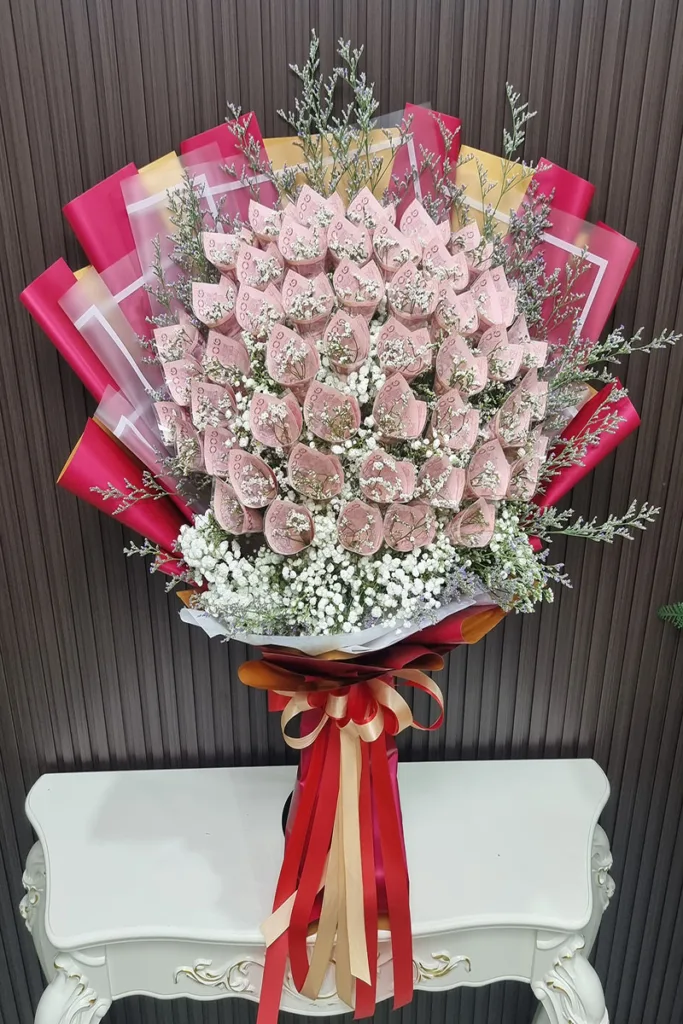 ช่อแบงค์ม้วนทำดอก