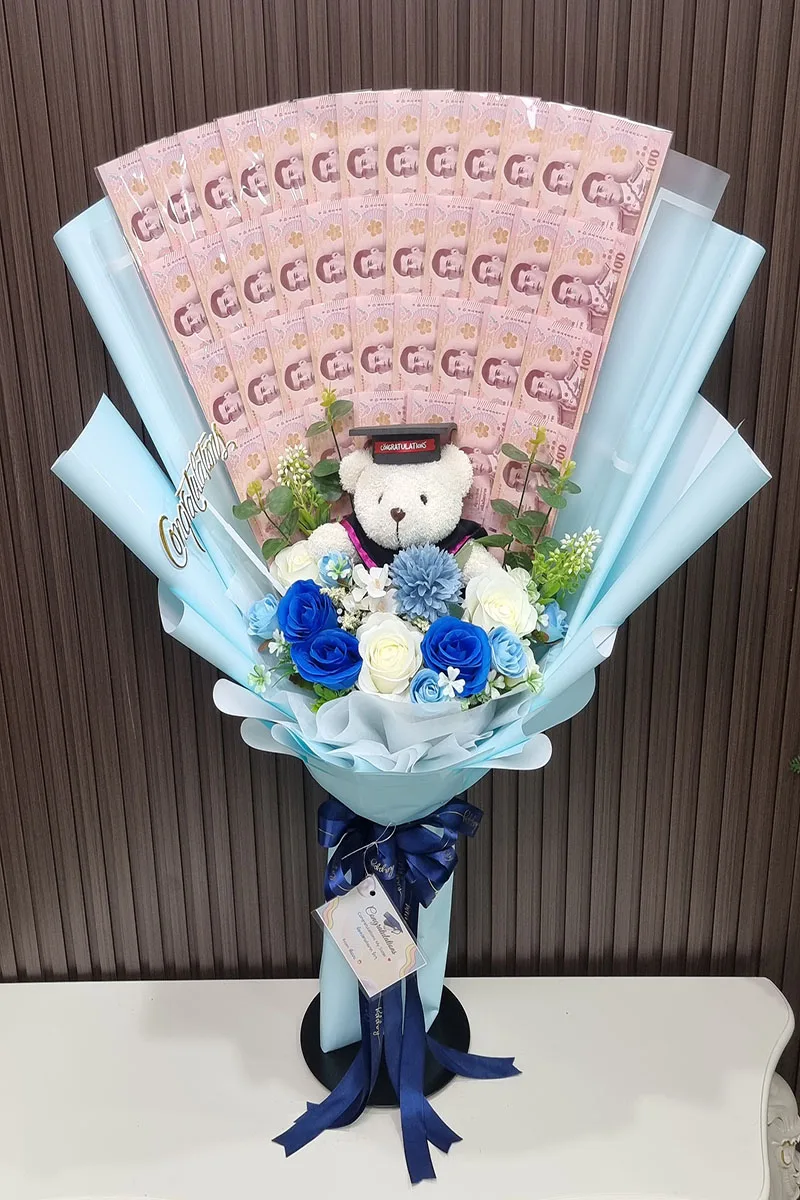 ช่อดอกไม้เรียงแบงค์ ช่อดอกไม้ประดิษฐ์เรียงแบงค์