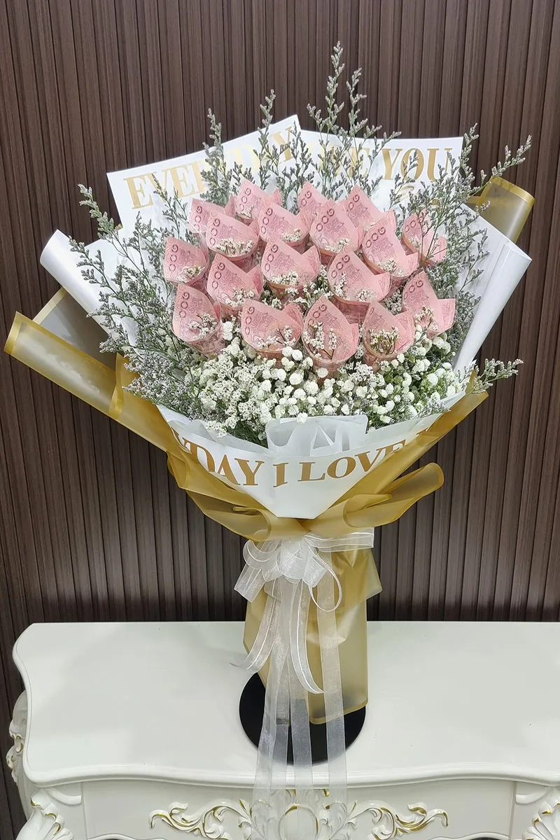 ช่อแบงค์ร้อยม้วนดอก ช่อแบงค์ม้วนดอก