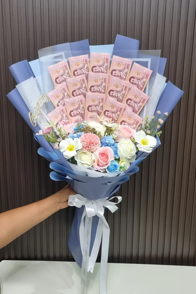 ช่อเรียงแบงค์ดอกไม้ประดิษฐ์