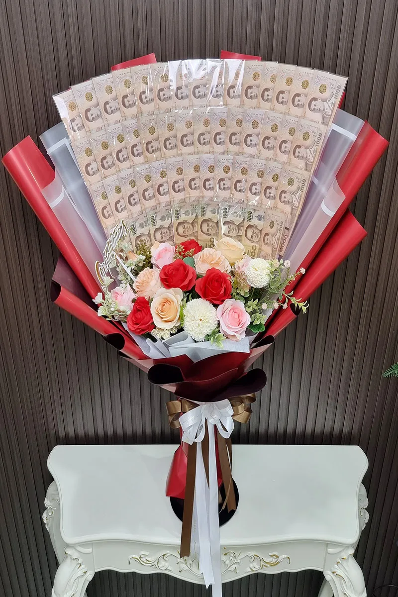 ช่อดอกไม้เรียงแบงค์