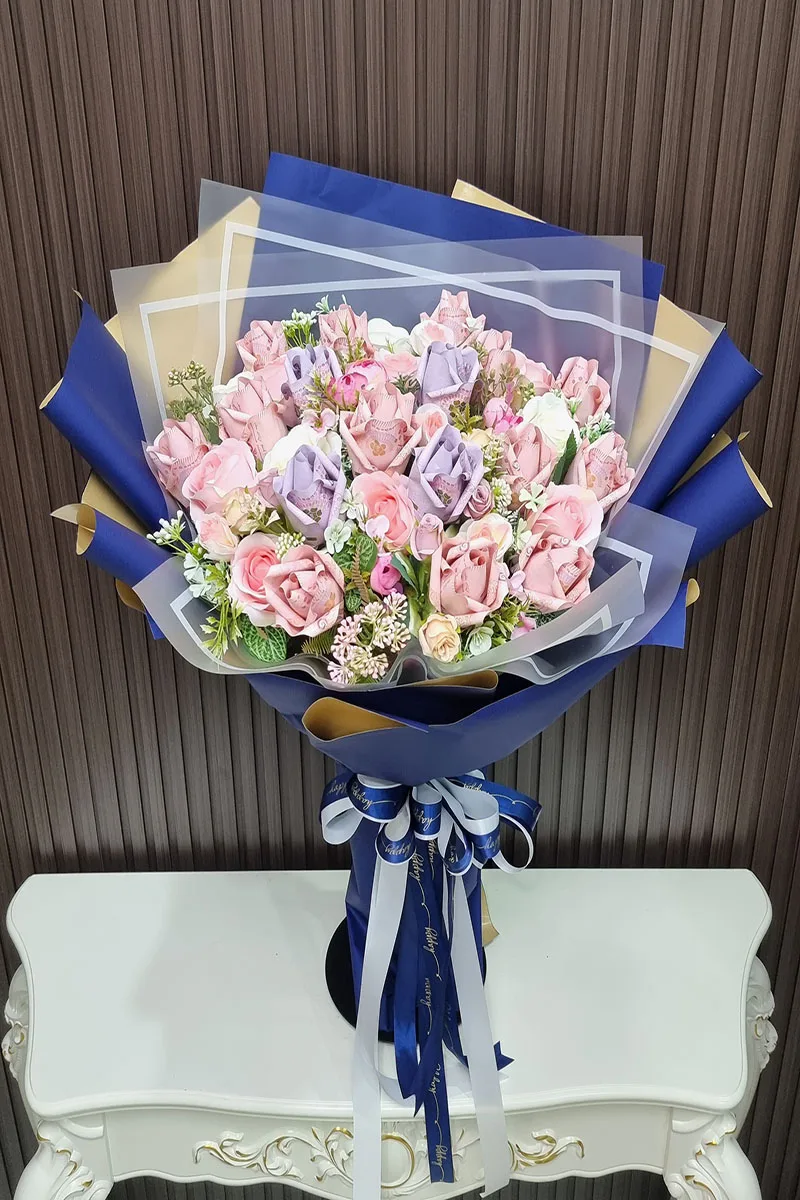 ช่อแบงค์ร้อยพับดอก ช่อแบงค์พับดอกกุหลาบ