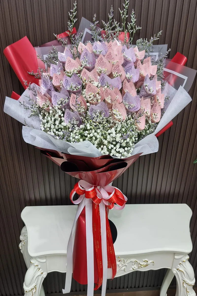 ช่อแบงค์ม้วนทำดอกไม้50ใบ ช่อแบงค์ม้วนทำดอก