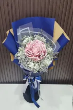 ช่อแบงค์ร้อยพับดอกห่อสีน้ำเงิน