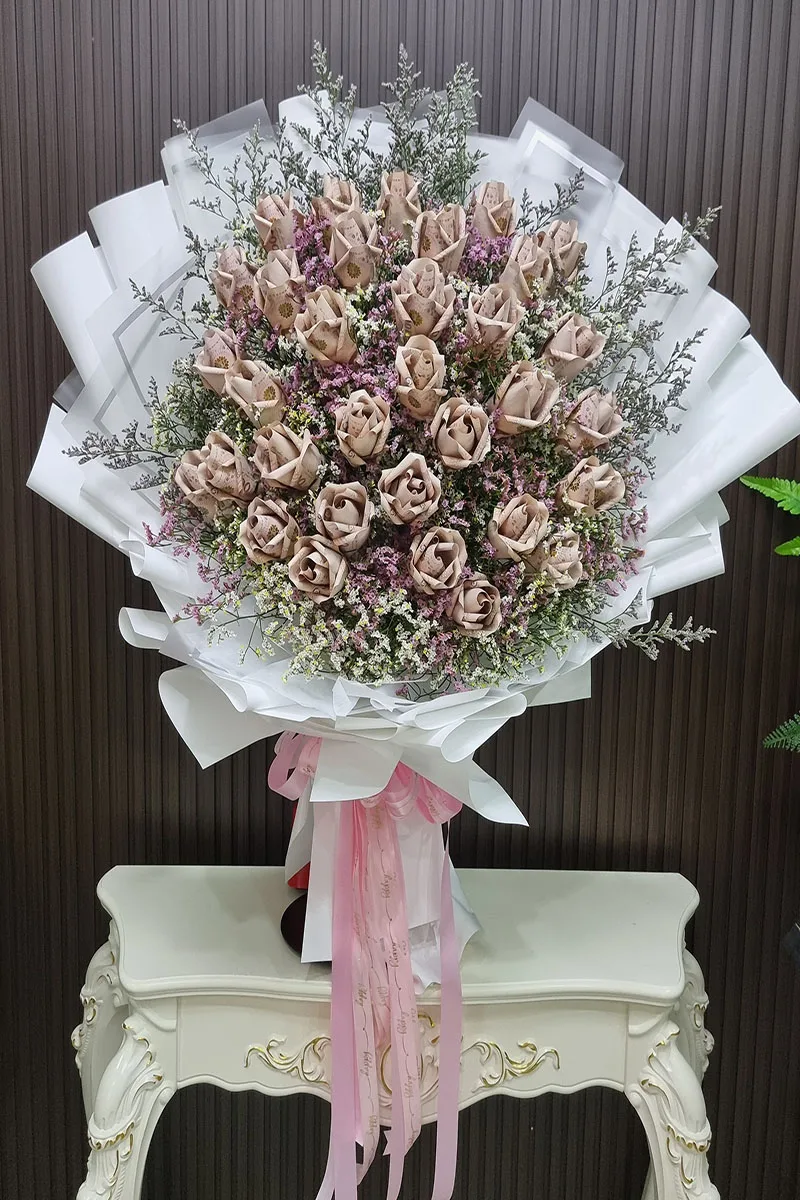 ช่อแบงค์พับช่อเงินรับปริญญา