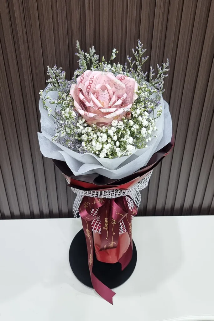 ช่อแบงค์พับดอกกุหลาบ