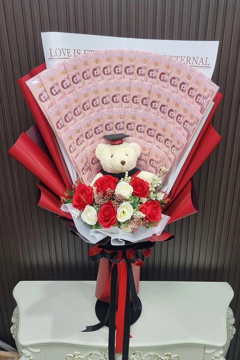 ช่อเรียงแบงค์ร้อยรับปริญญา