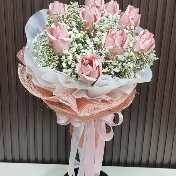 ช่อแบงค์พับดอกกุหลาบ