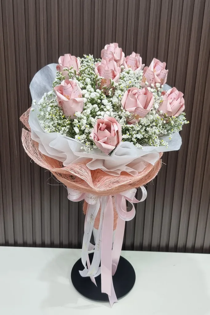 ช่อแบงค์พับดอกกุหลาบ