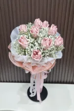 ช่อแบงค์พับดอกกุหลาบช่อเงิน