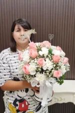 แจกันดอกไม้สดทรงกลม