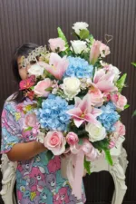 แจกันดอกไม้ประดิษฐ์สีชมพู-AL1011 - Image 2