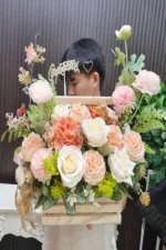 กระเช้าดอกไม้ประดิษฐ์สีส้ม-AB1004 - Image 3