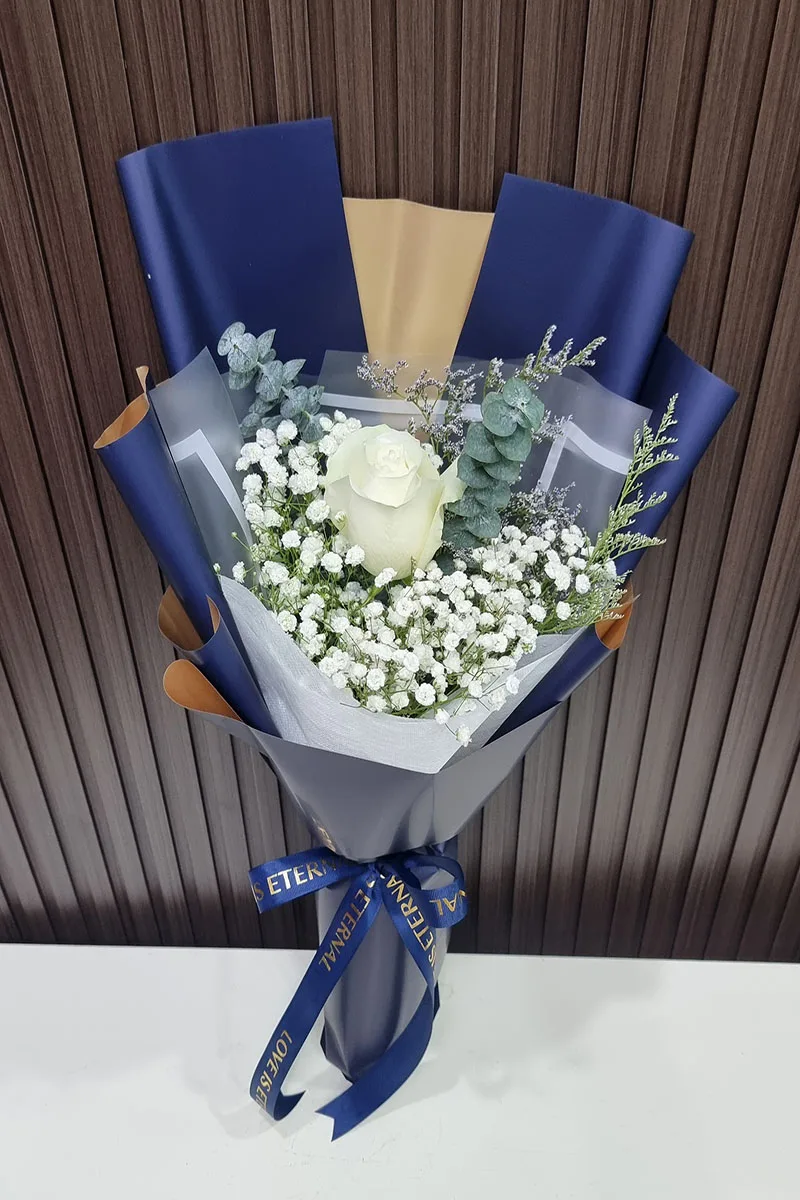 ช่อดอกกุหลาบขาว1ดอก ช่อดอกกุหลาบดอกเดียว