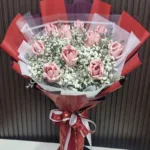 ช่อแบงค์ร้อยพับดอกห่อสีแดง