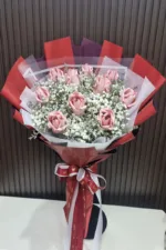 ช่อแบงค์ร้อยพับดอกห่อสีแดง