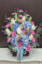 กระเช้าดอกไม้สีชมพูฟ้า-PB1001 - Image 2