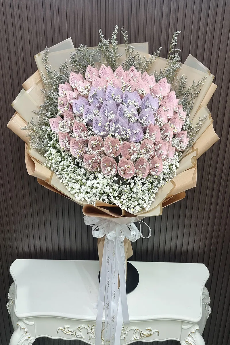 ช่อแบงค์ม้วนทำดอก