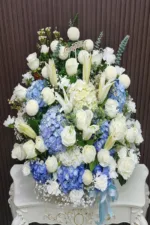 กระเช้าดอกไม้สีฟ้าขาว-BB1009 - Image 2