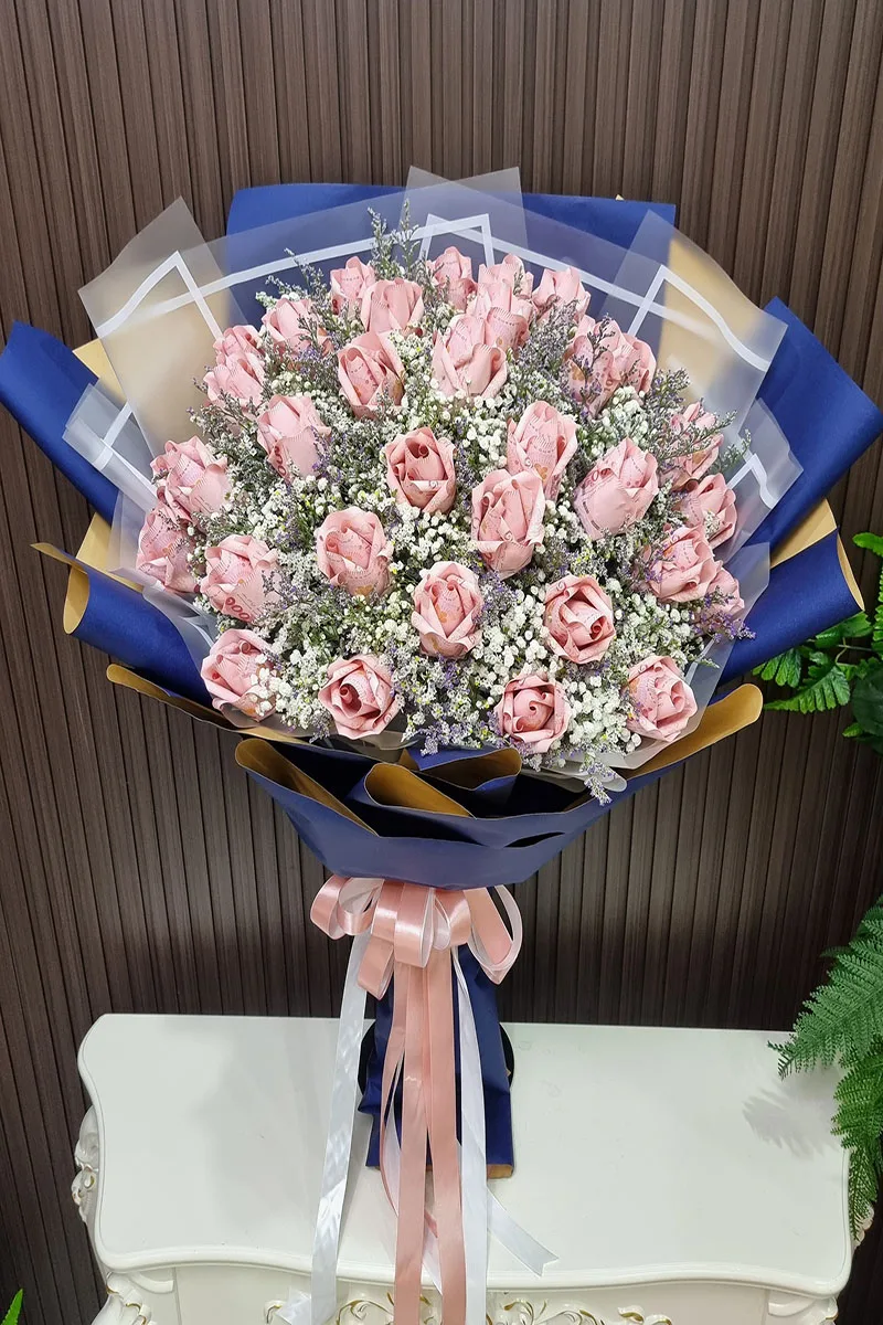 ช่อแบงค์ร้อยพับดอกช่อใหญ่ ช่อแบงค์พับช่อรับปริญญา