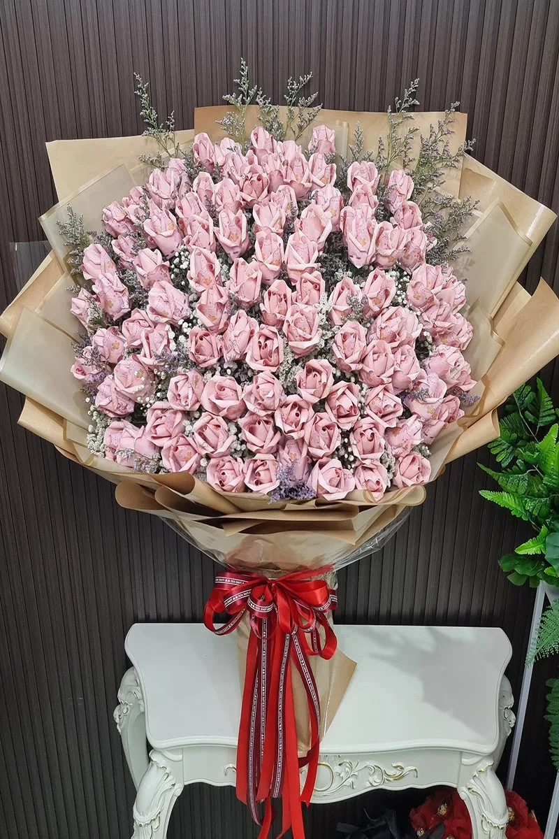 ช่อแบงค์พับดอกช่อใหญ่100ดอก