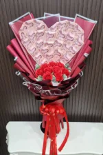 ช่อเรียงแบงค์รูปหัวใจสีแดง