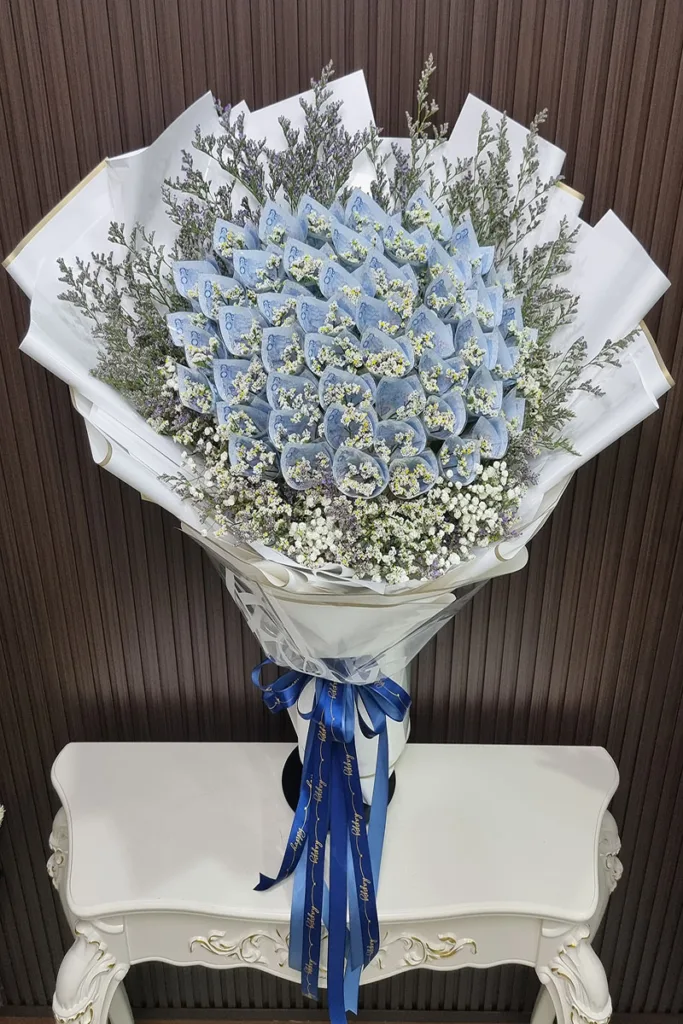 ช่อแบงค์ม้วนทำดอกไม้