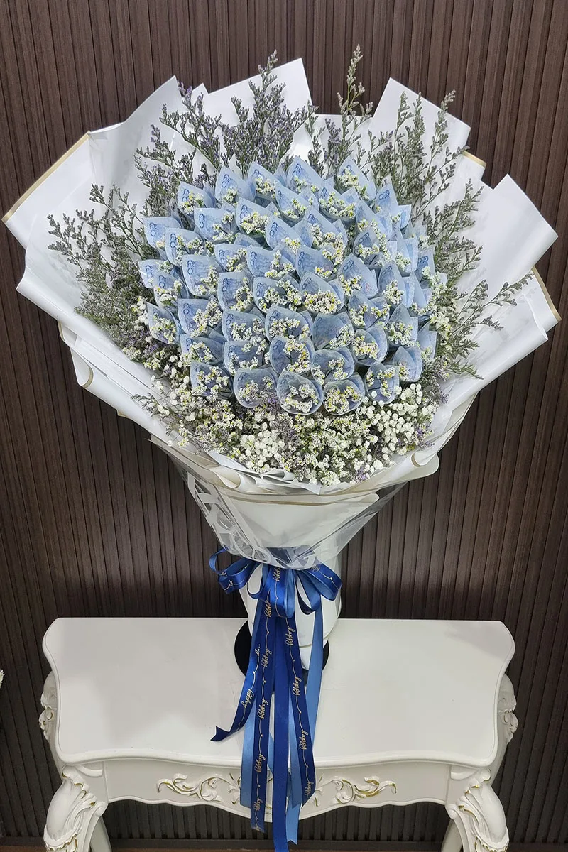 แบงค์ม้วนทำดอกไม้จัดช่อ ช่อแบงค์ม้วนทำดอกไม้