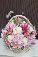 กระเช้าดอกไม้สีชมพูอ่อน-PB1004 - Image 2