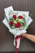 ช่อดอกกุหลาบแดง4ดอก