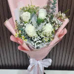 ช่อดอกกุหลาบขาว4ดอก