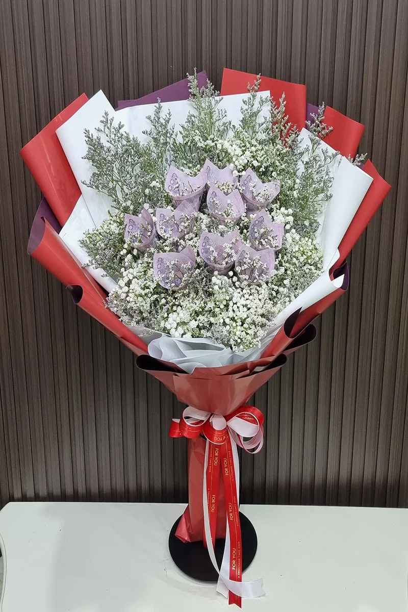 ช่อแบงค์500ม้วนดอก ช่อแบงค์ม้วนทำดอก