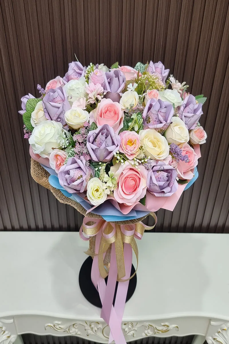 ช่อแบงค์พับดอกกุหลาบ