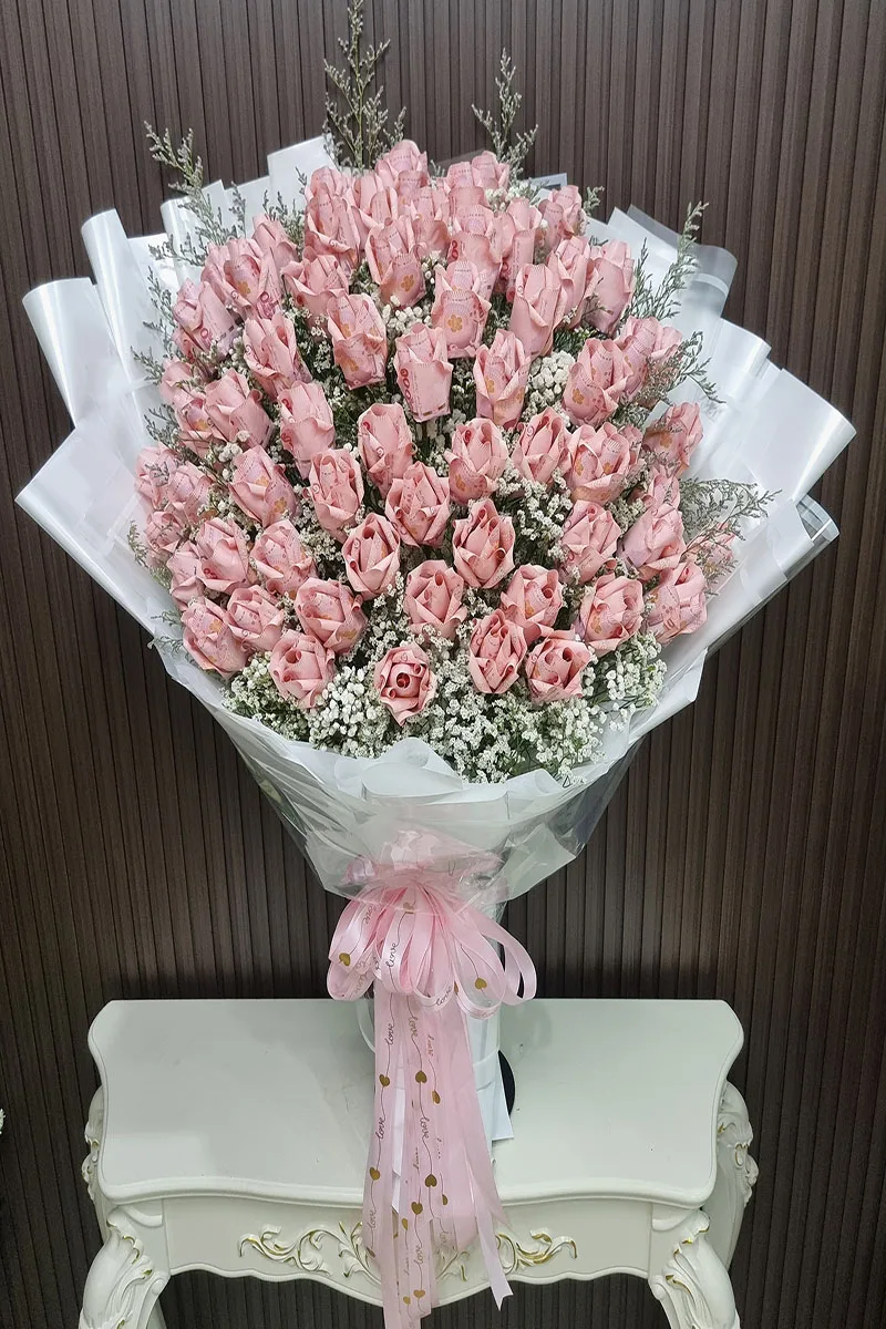 ช่อแบงค์พับดอกกุหลาบ