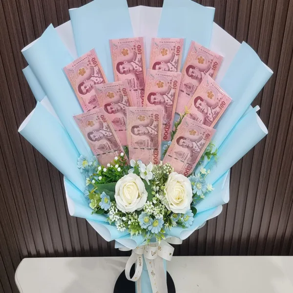 ช่อดอกไม้เรียงแบงค์ร้อย